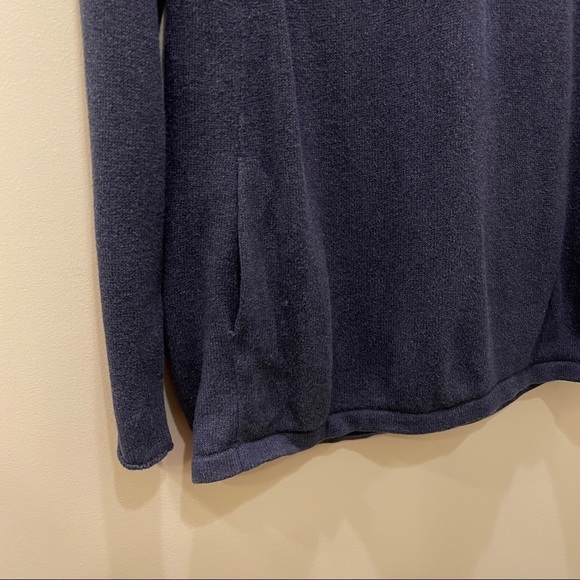Pure J. Jill Blue Cotton Cashmere Blend Sweater With Pockets - Picture 2 of 6